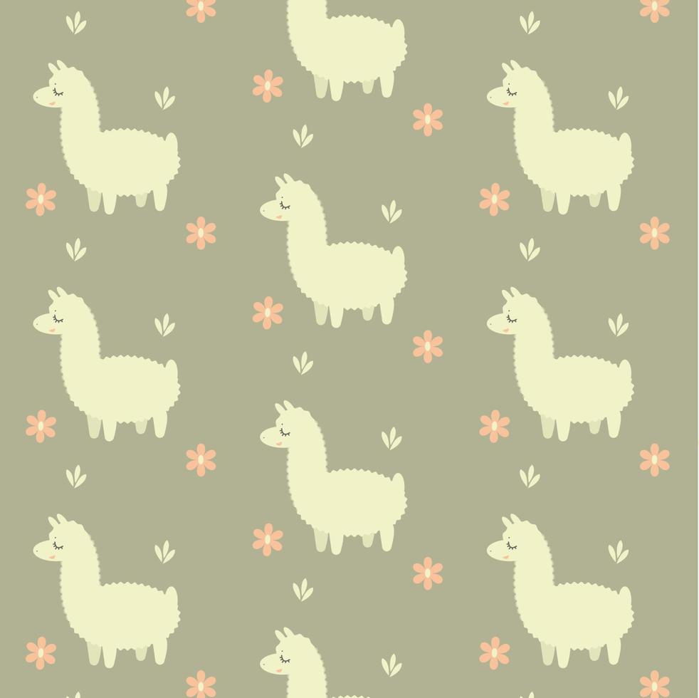 cute vector pattern with small lama for kids design