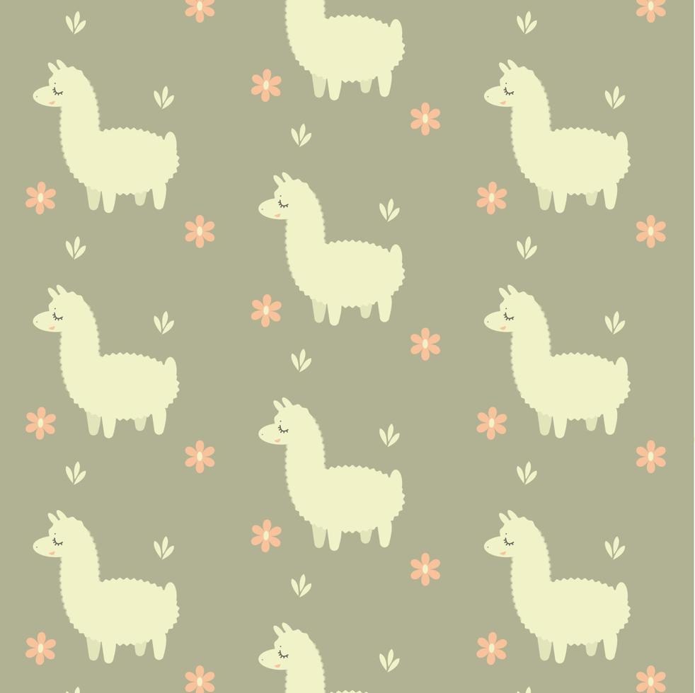 cute vector pattern with small lama for kids design