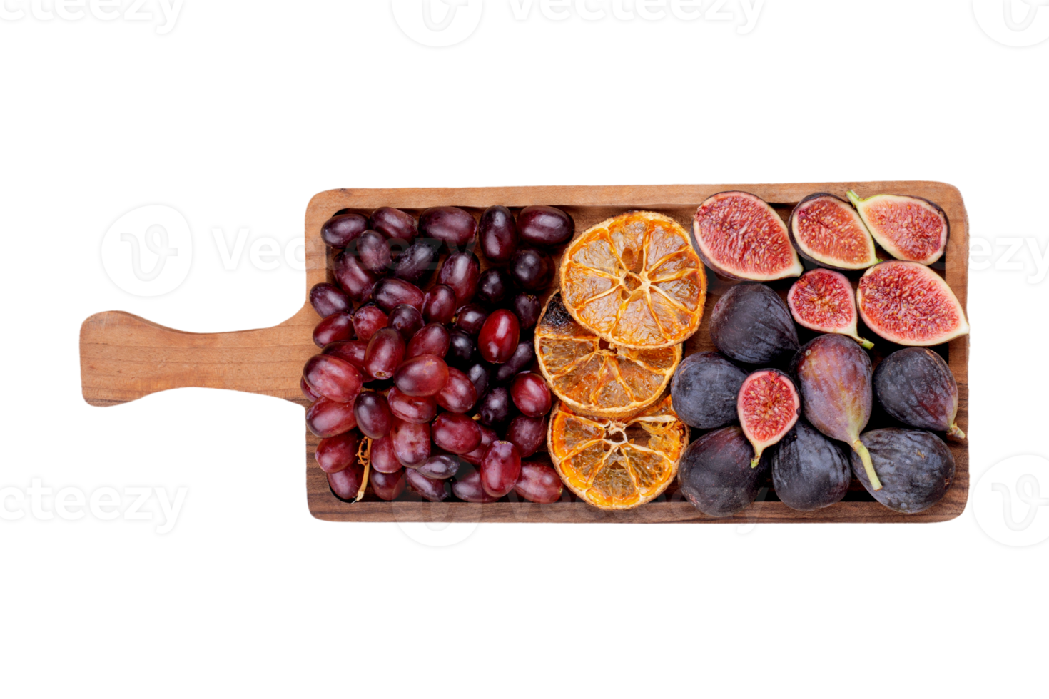 en bois planche avec mélanger de des fruits isolé sur une transparent Contexte png