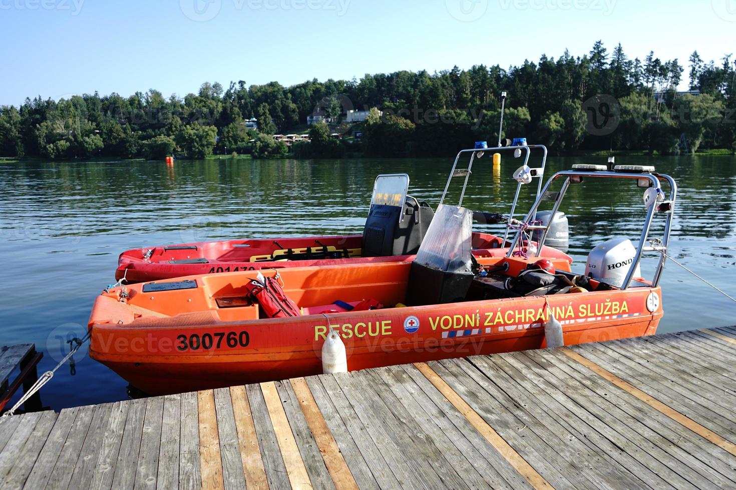 Water rescue boats in the harbor photo