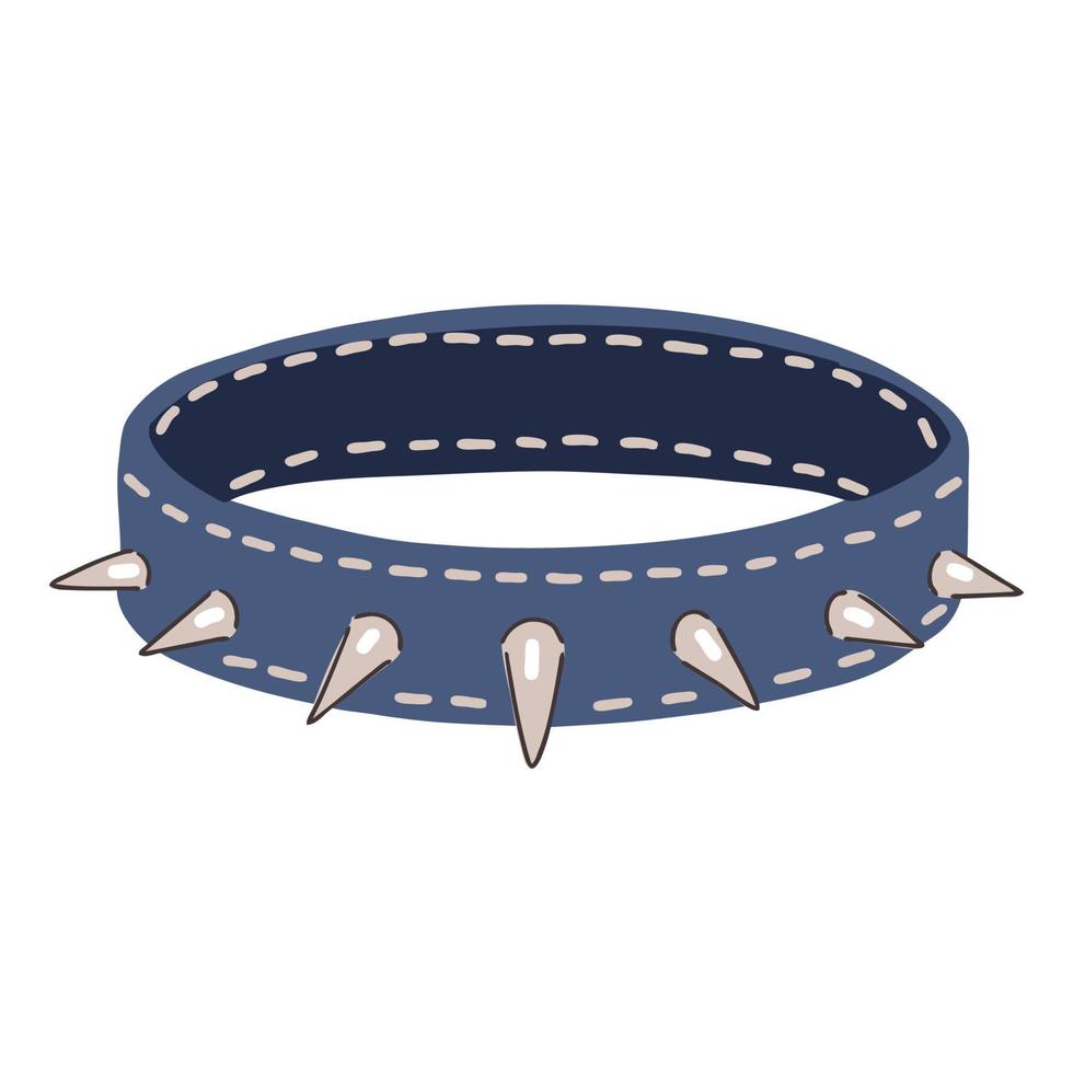 Leather collar with spikes for dogs, cats. Care and love for pets. Product pet store, veterinary vector