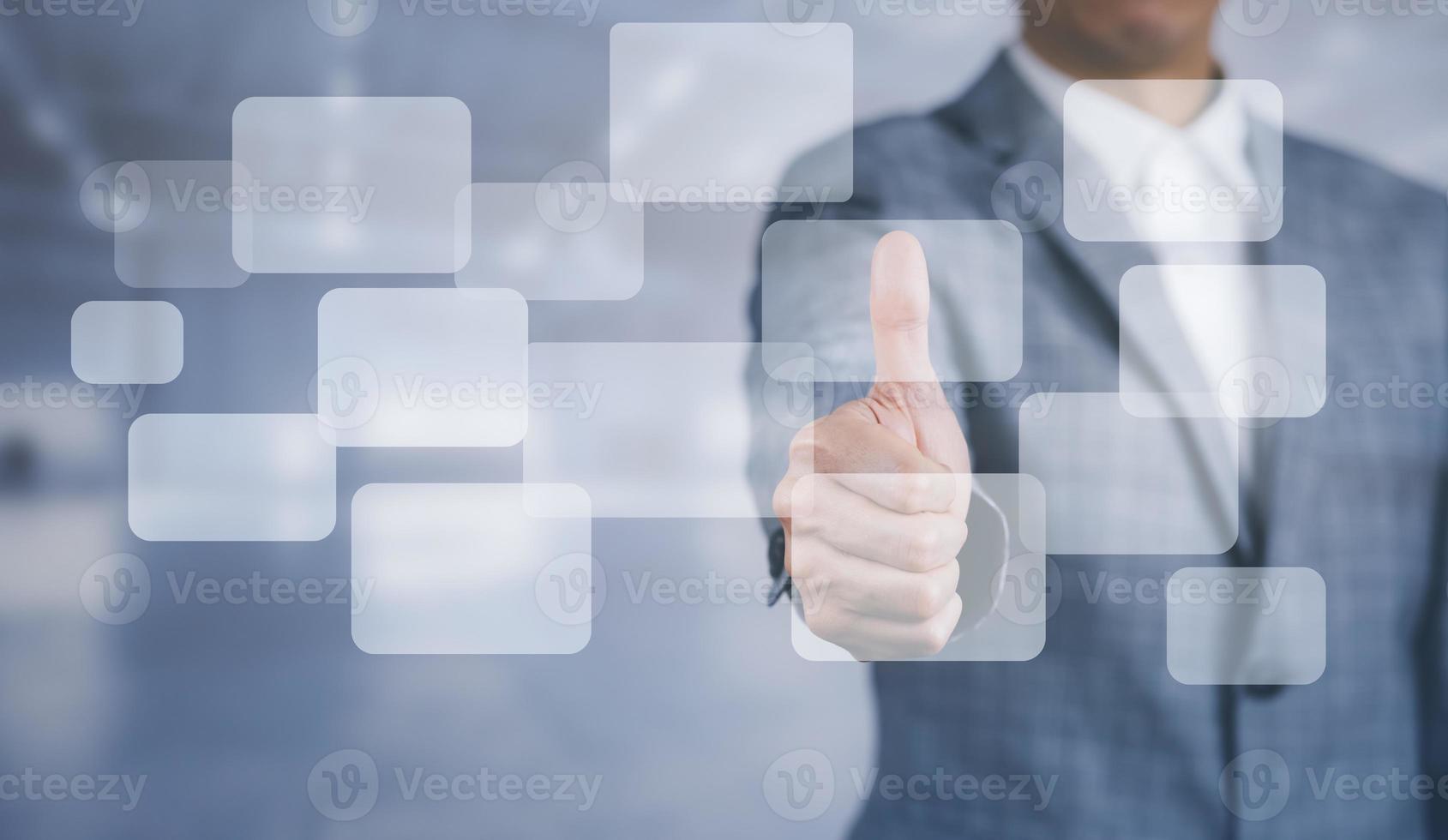 Businessman Touching in graph Screen Icon of a media screen, Technology Process System Business concept,Communication and marketing concept, Team success, HR Human, Business success photo