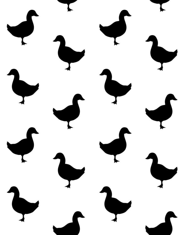 Vector seamless pattern of black duck silhouette