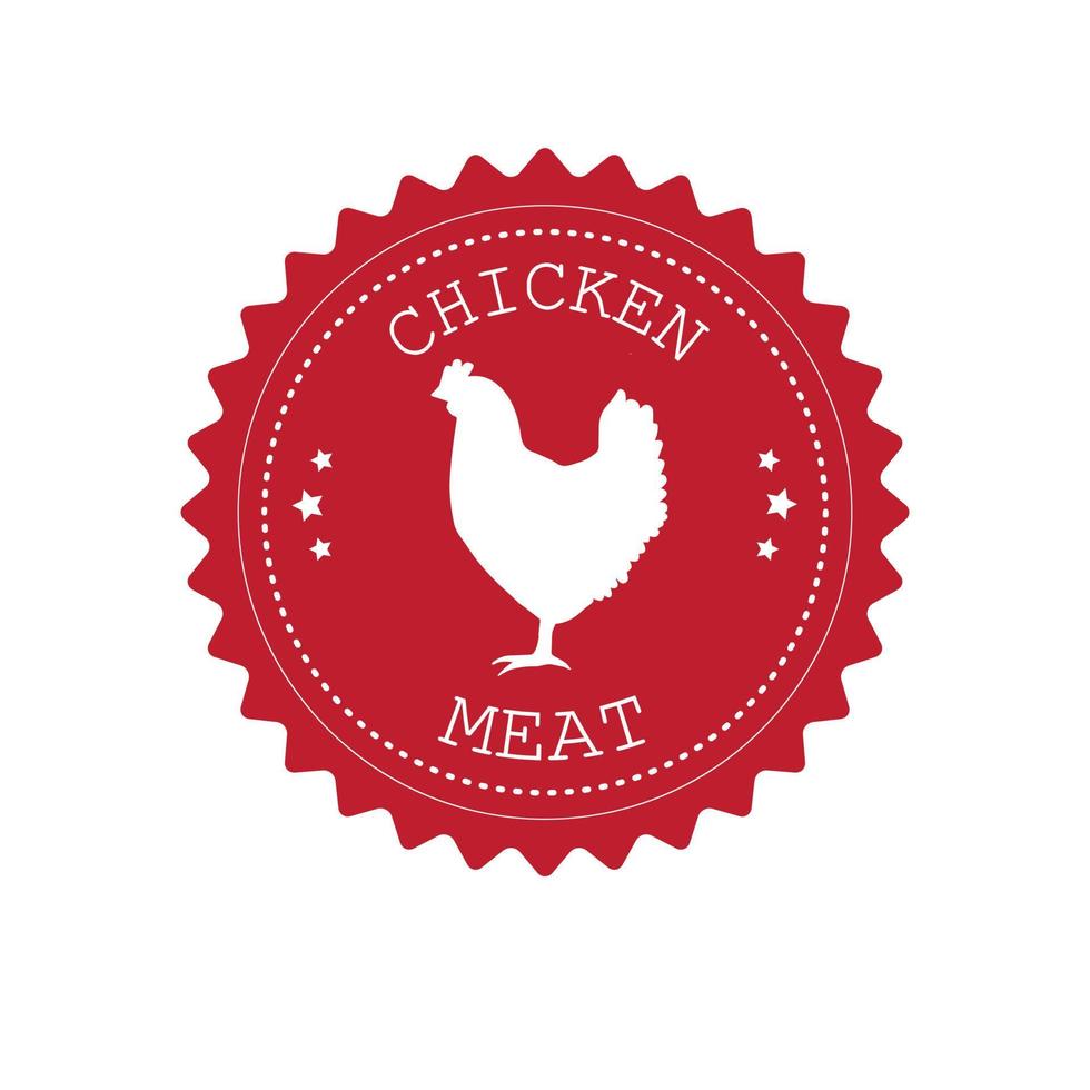 Vector flat red round retro logo with chicken