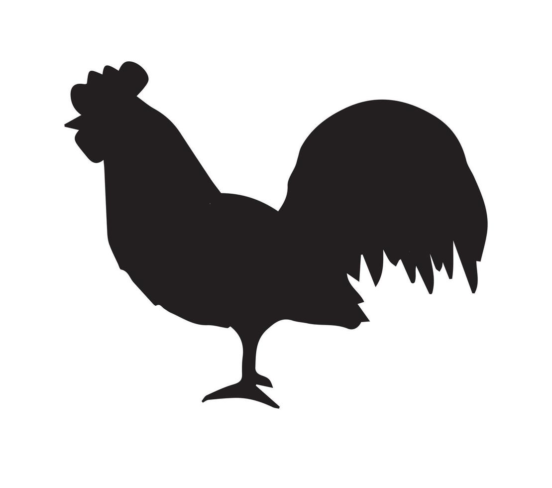 Vector flat black rooster silhouette