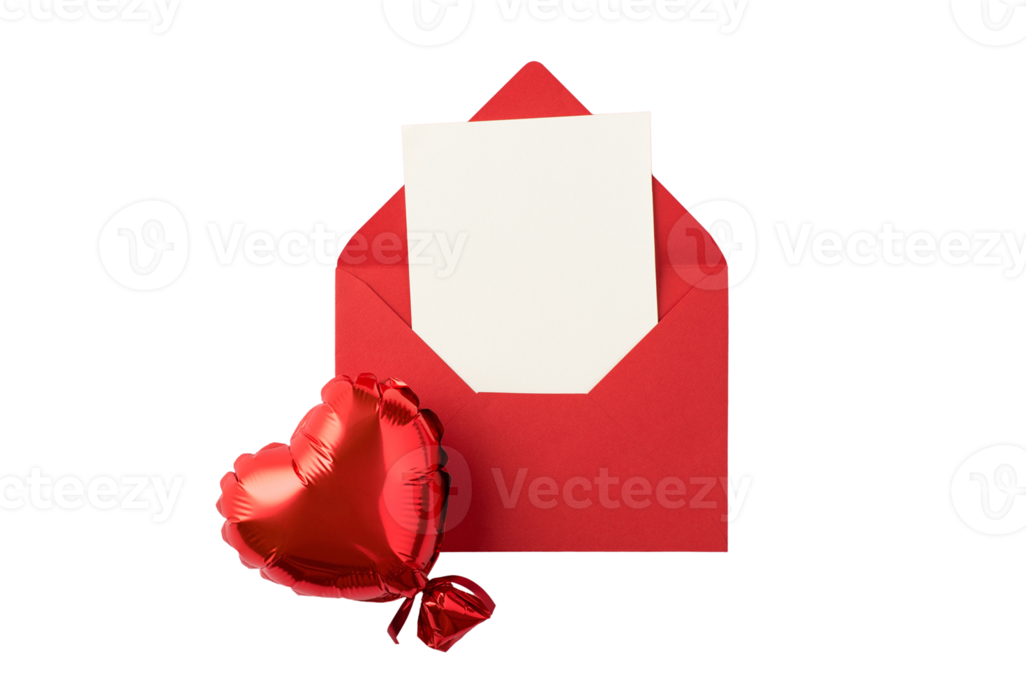 Red envelope and heart balloon isolated on a transparent background png