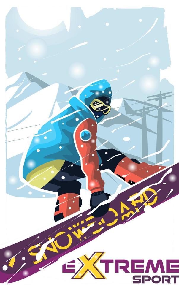 Snowboarder doing trick jump vector illustration