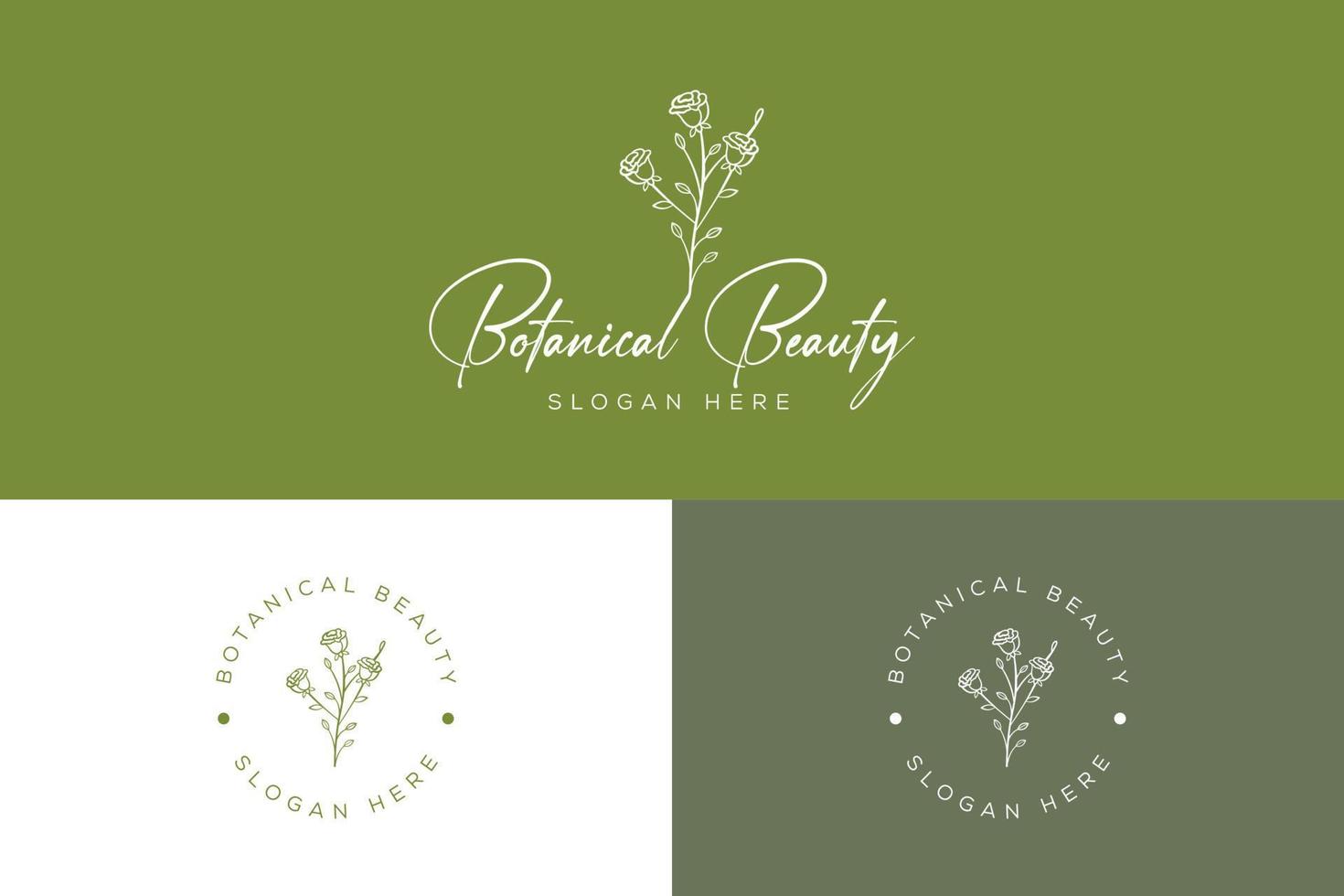 Botanical Floral element Vector Trendy Hand Drawn Logo with Wild Flower and Leaves. Logo for spa and beauty salon, boutique, organic shop, wedding, floral designer, interior, photography, cosmetic.