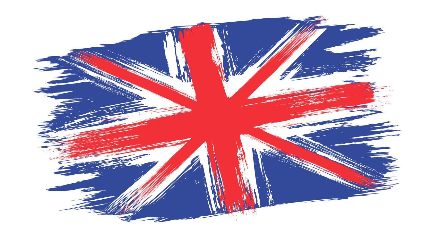 Vector vintage British flag. Drawing flag of UK in grunge style.