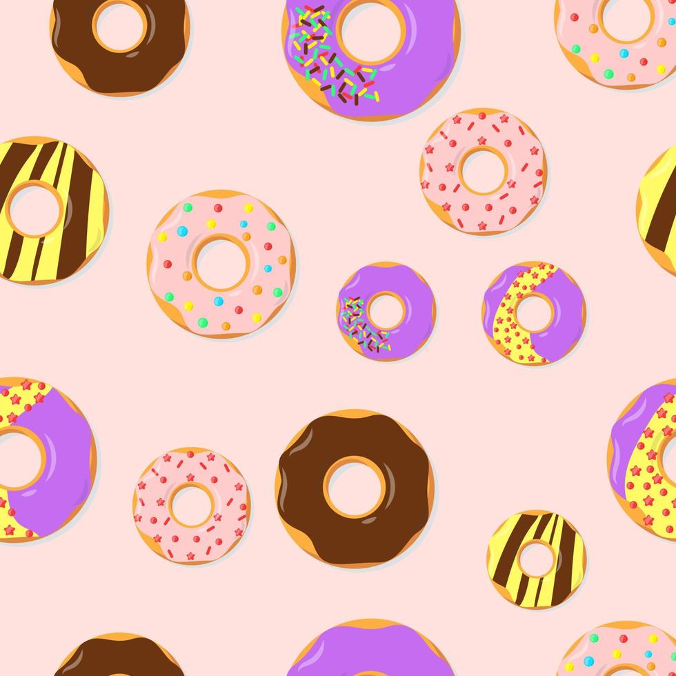 cute and delicious donuts seamless pattern vector