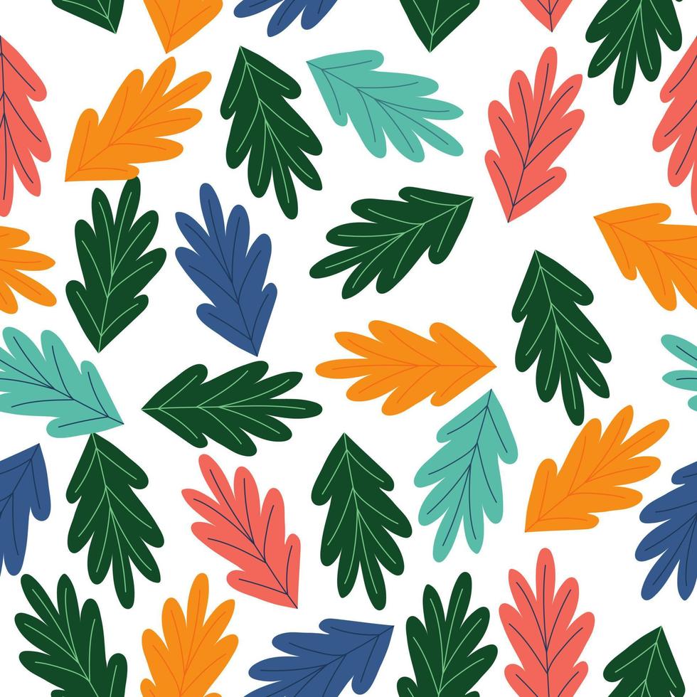 colorful leaves semaless pattern vector