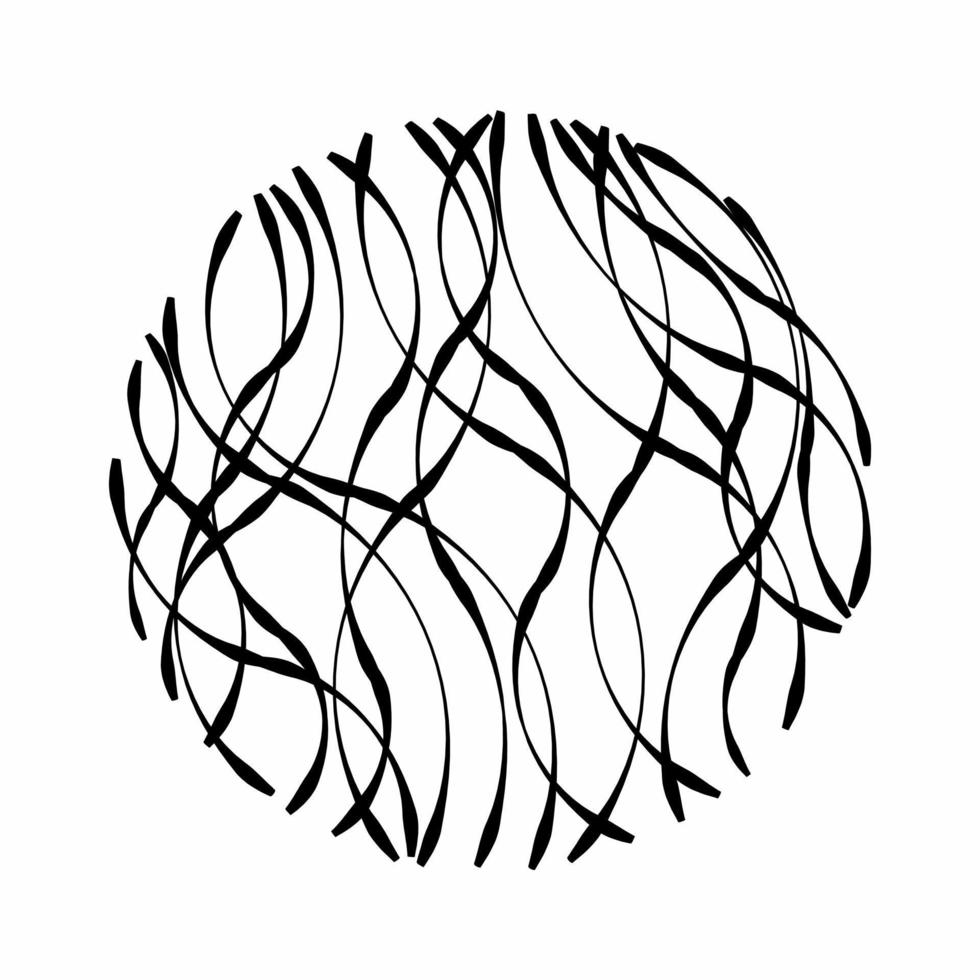 ball of wavy lines element for design. Abstract geometric shapes vector