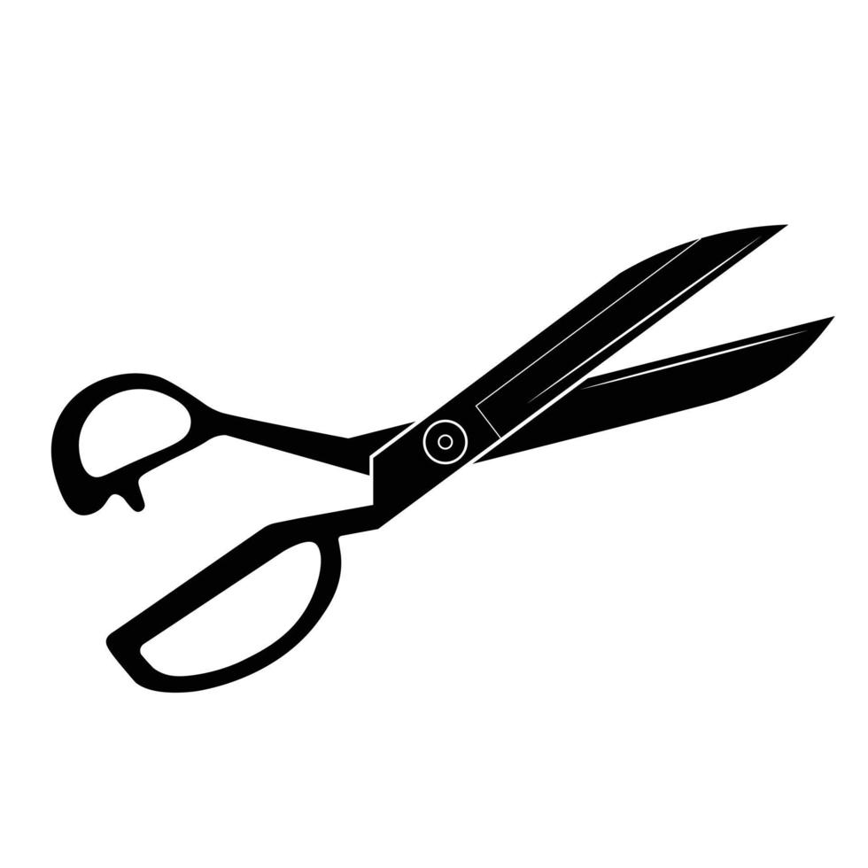 Scissor black and white flat icon. Scissor for sewing silhouette vector on white background. Scissor vector illustration. Set of sewing concept. Tool for tailors.
