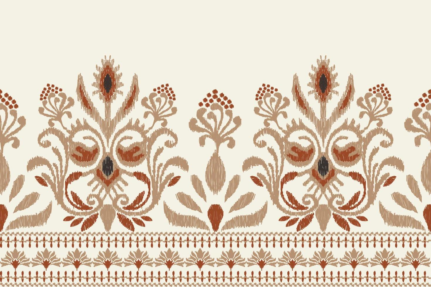 Ikat floral paisley embroidery on white background.Ikat ethnic oriental pattern traditional.Aztec style abstract vector illustration.design for texture,fabric,clothing,wrapping,decoration,sarong,scarf
