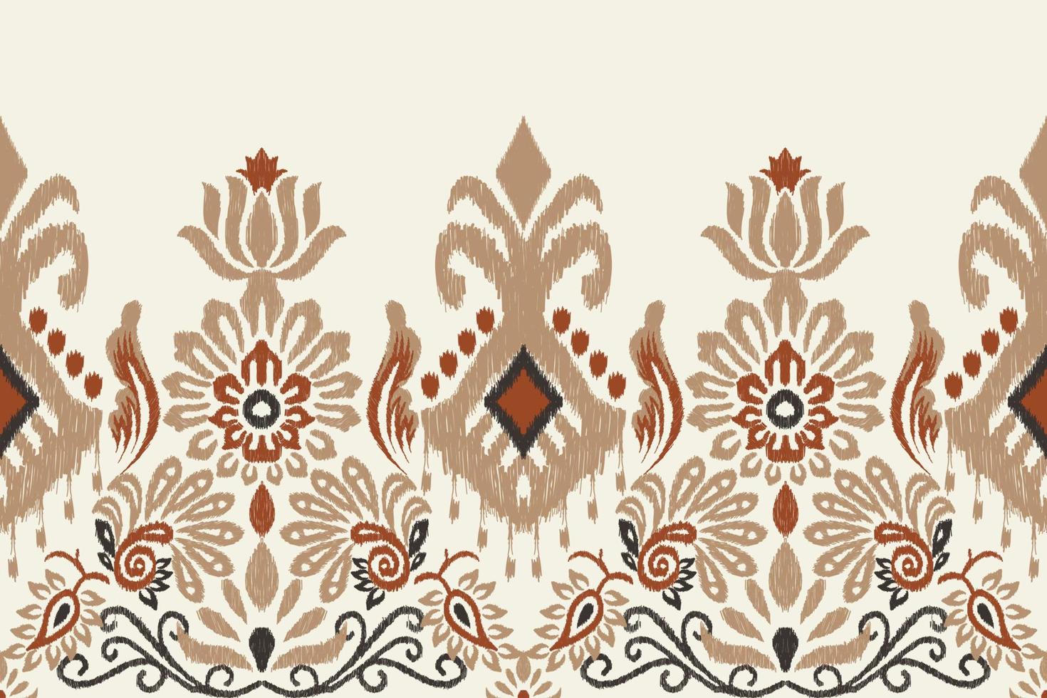 Ikat floral paisley embroidery on white background.Ikat ethnic oriental pattern traditional.Aztec style abstract vector illustration.design for texture,fabric,clothing,wrapping,decoration,sarong,scarf