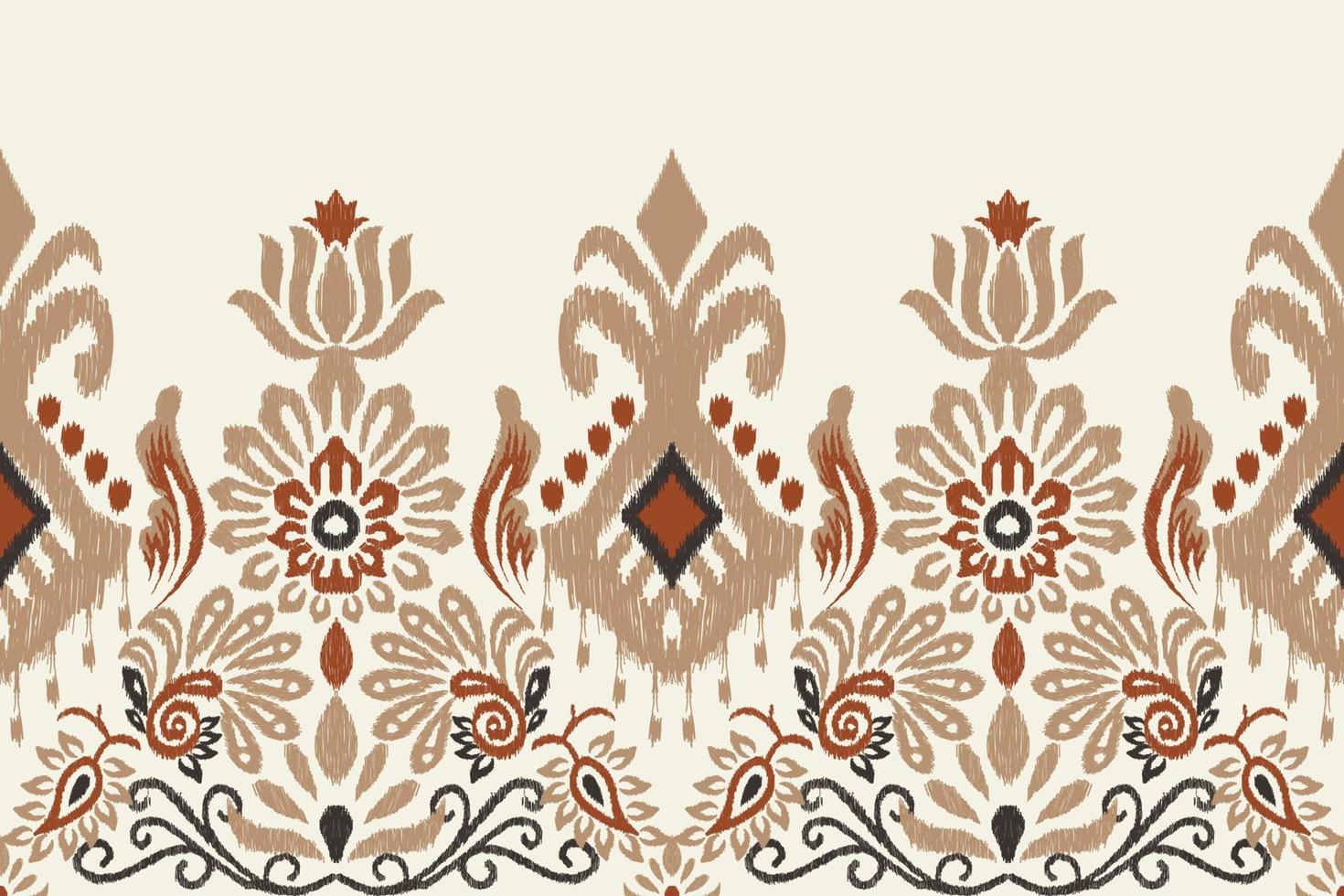 ikat floral cachemir bordado en blanco fondo.ikat étnico oriental modelo tradicional.azteca estilo resumen vector ilustración.diseño para textura,tela,ropa,envoltura,decoración,pareo,bufanda