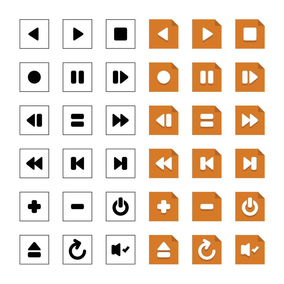 Editable Play Button Square Icons Collection Vector