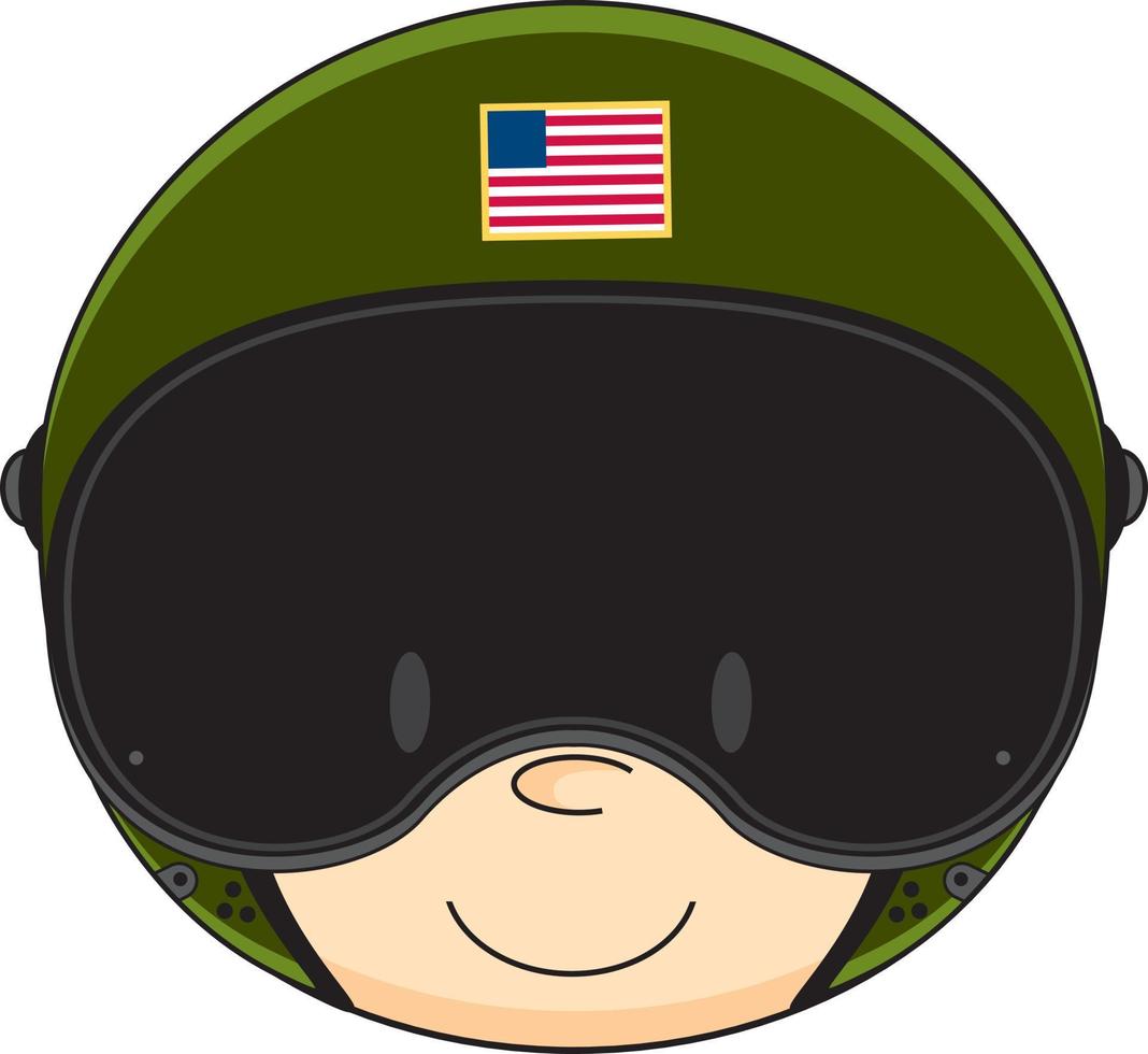 linda dibujos animados Estados Unidos militar fuerza Aerea combatiente piloto personaje vector