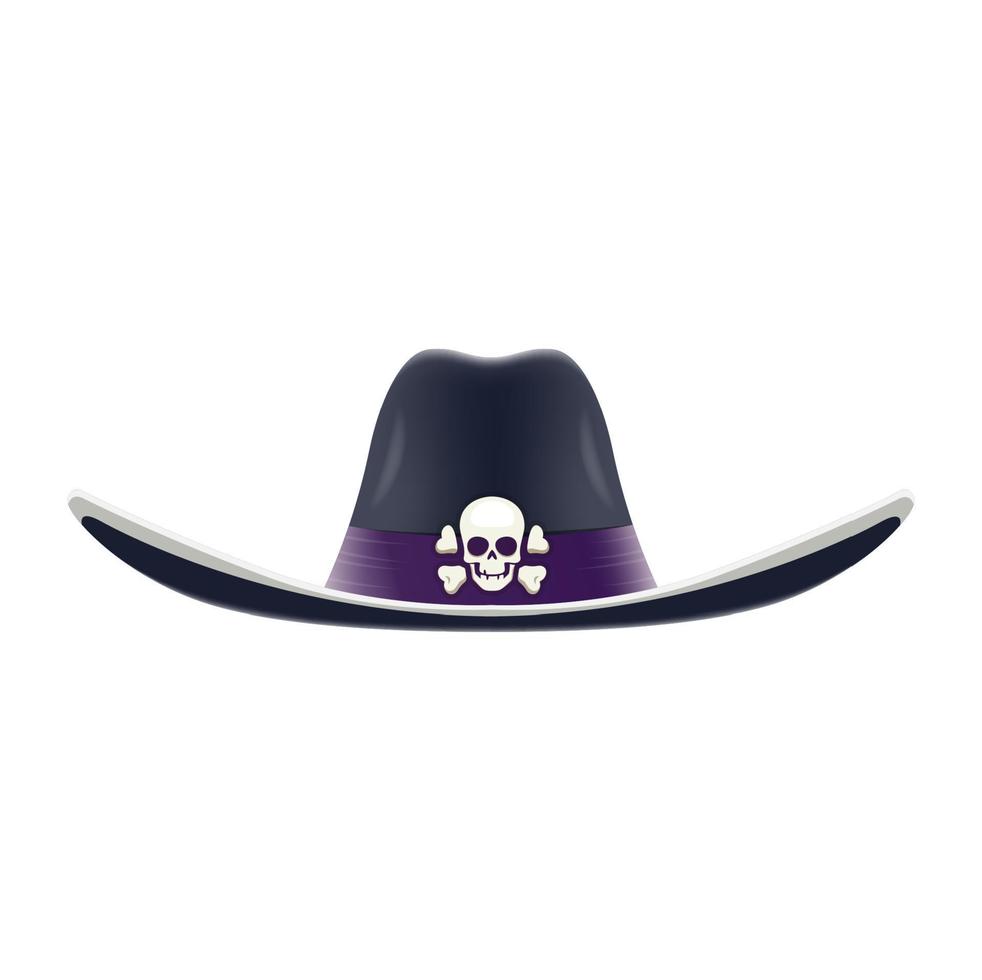 dibujos animados pirata capitán tres picos sombrero con cráneo vector