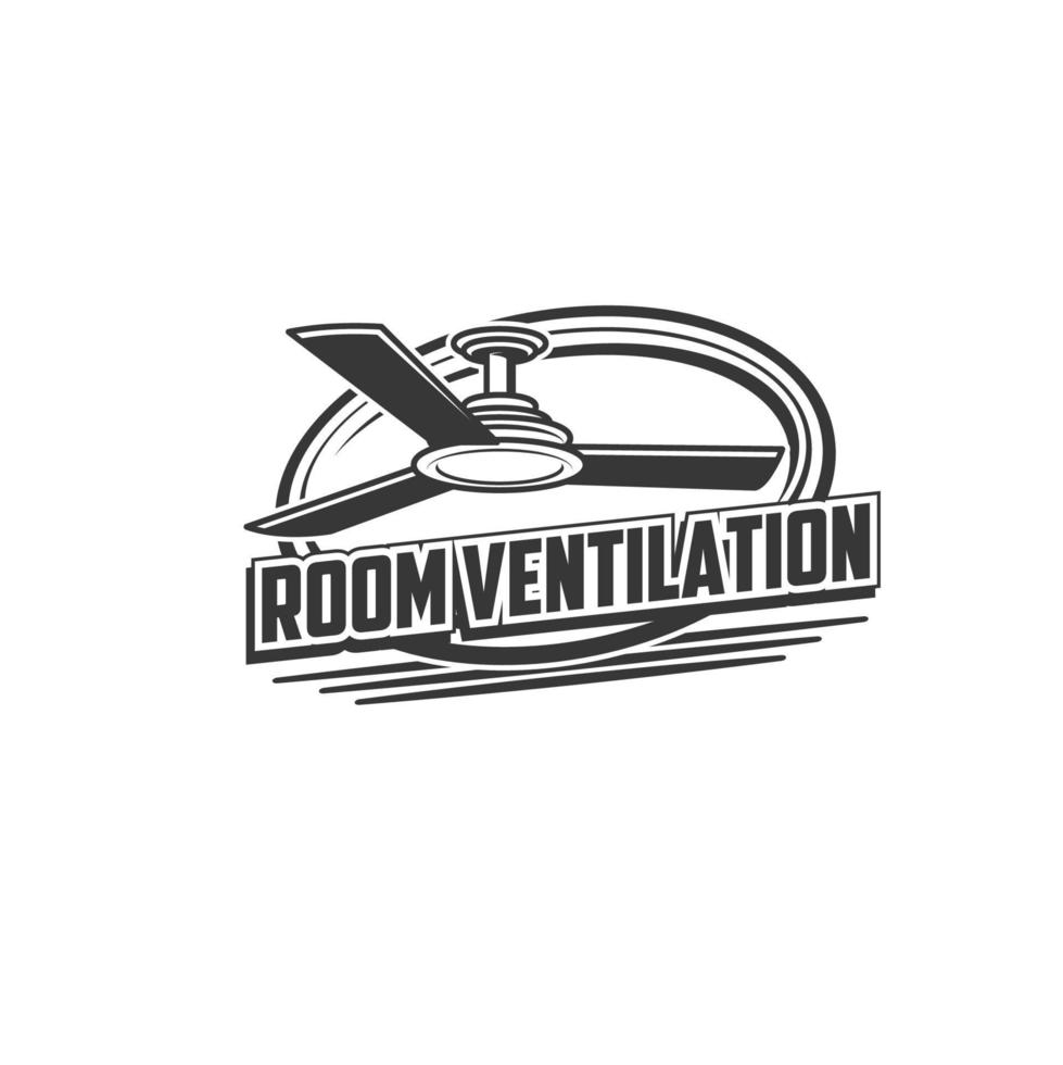 Room ventilation, conditioning ceiling fan icon vector