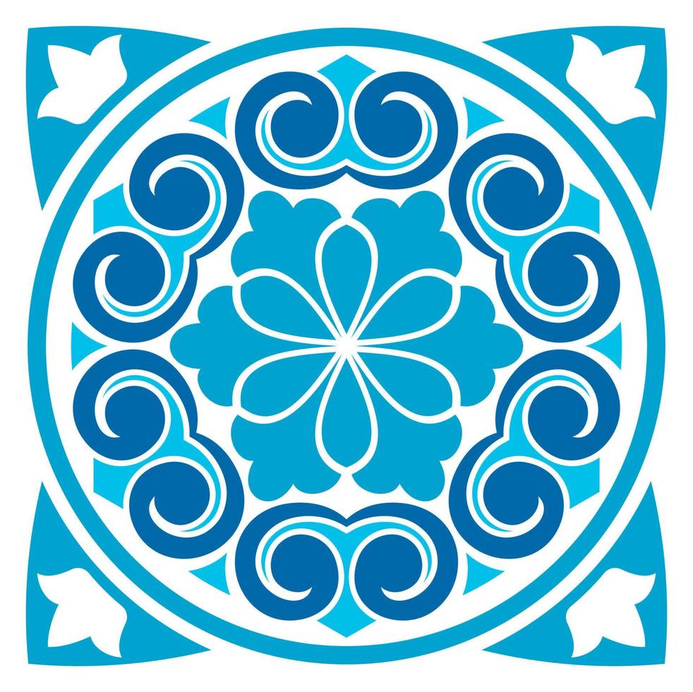 Moroccan and azulejo tile pattern blue talavera vector