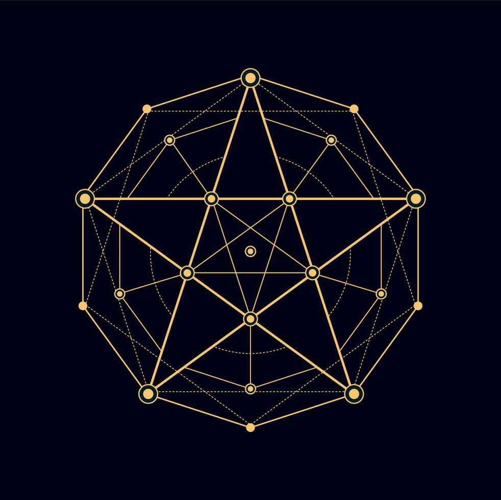 Pentagram alchemy symbol, mystic boho shape vector