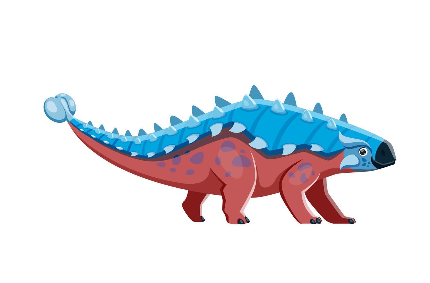 Cartoon Ankylosaurus dinosaur isolated character vector