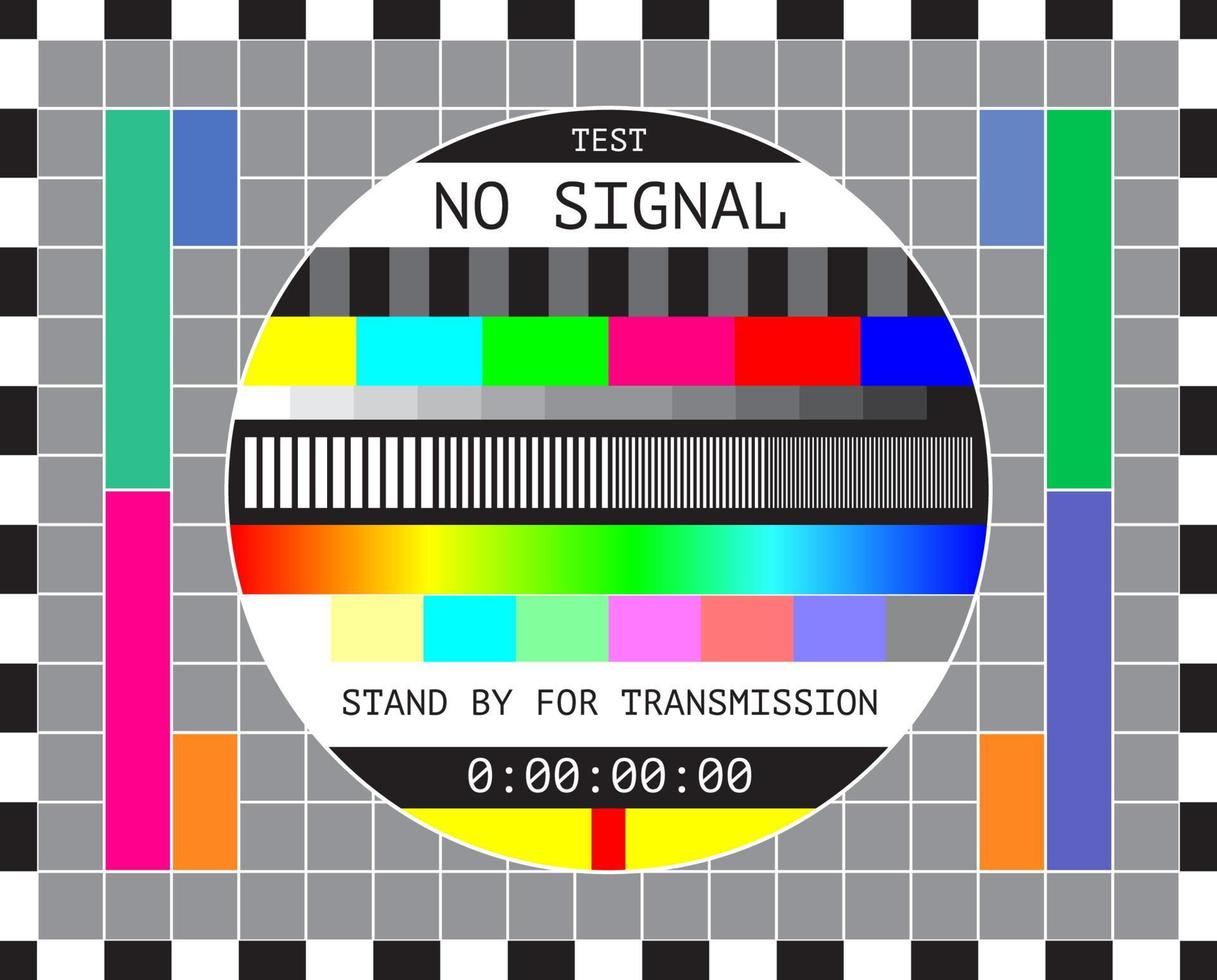 TV signal test screen pattern, television testcard vector