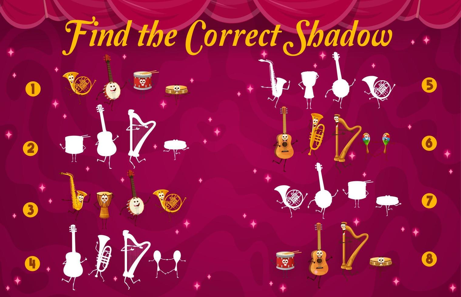 Find the correct shadow cartoon musical instrument vector