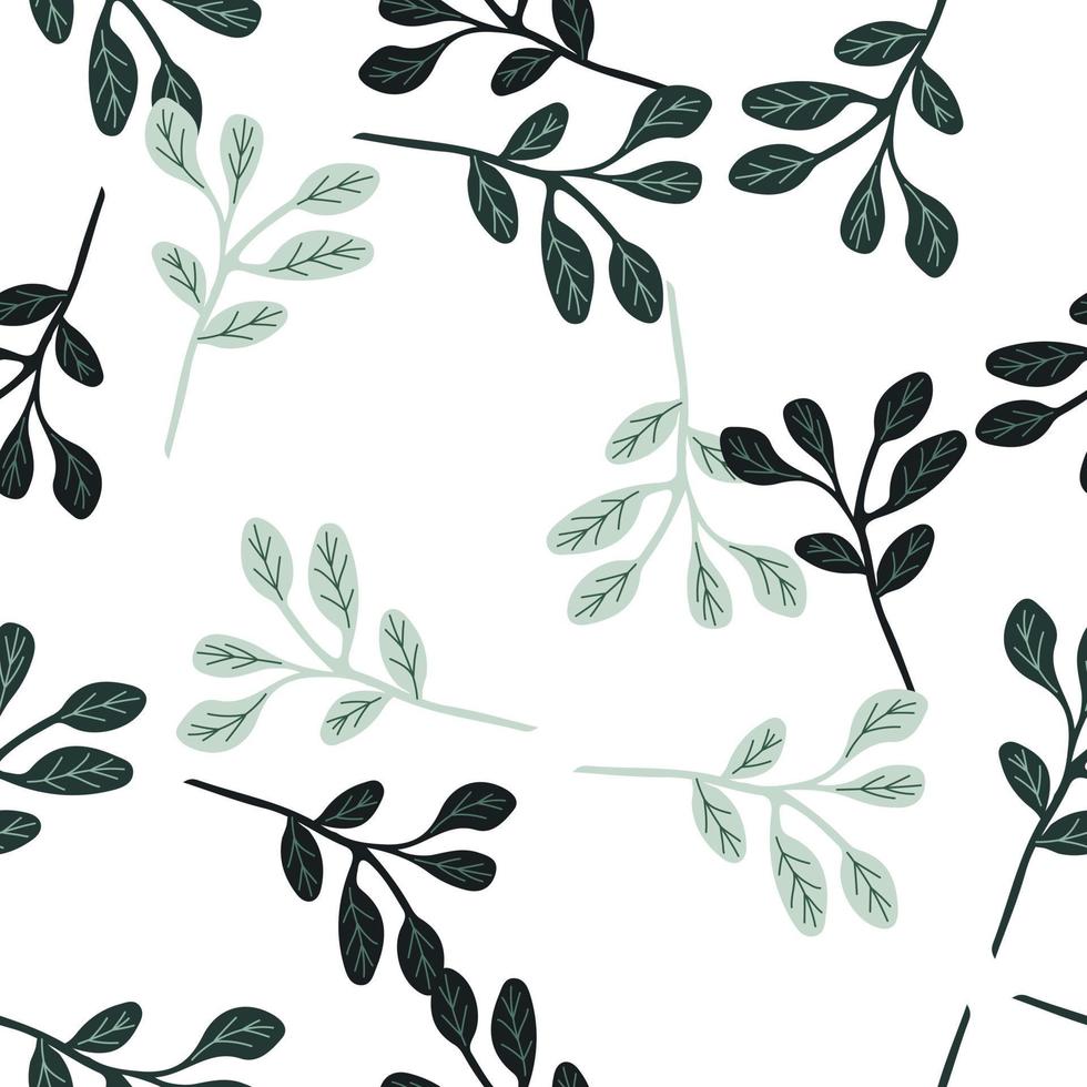 Simple branches with leaves seamless pattern. Organic endless background. Decorative forest leaf endless wallpaper. vector