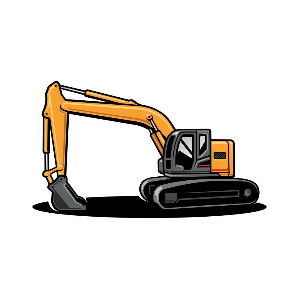 excavator, demolition and land clearing machine vector