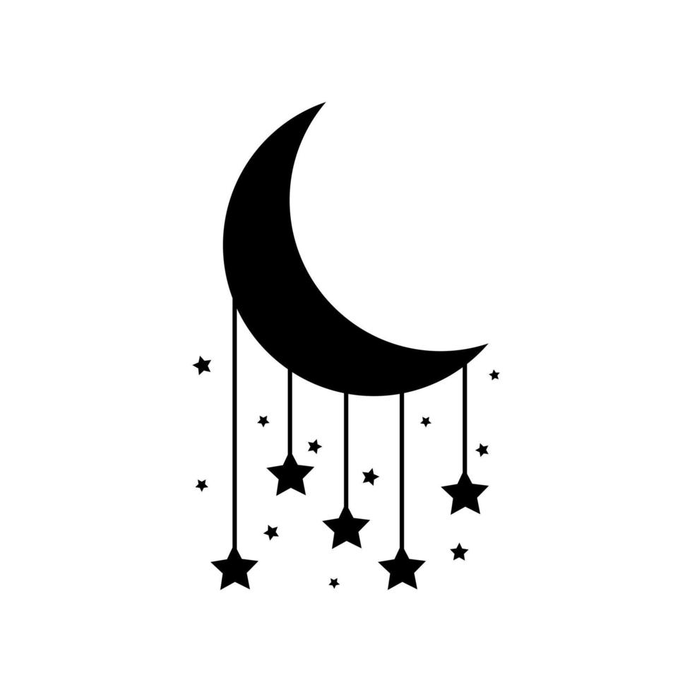 Moon and Stars icon vector . Night illustration sign. dream symbol. Sleep logo.