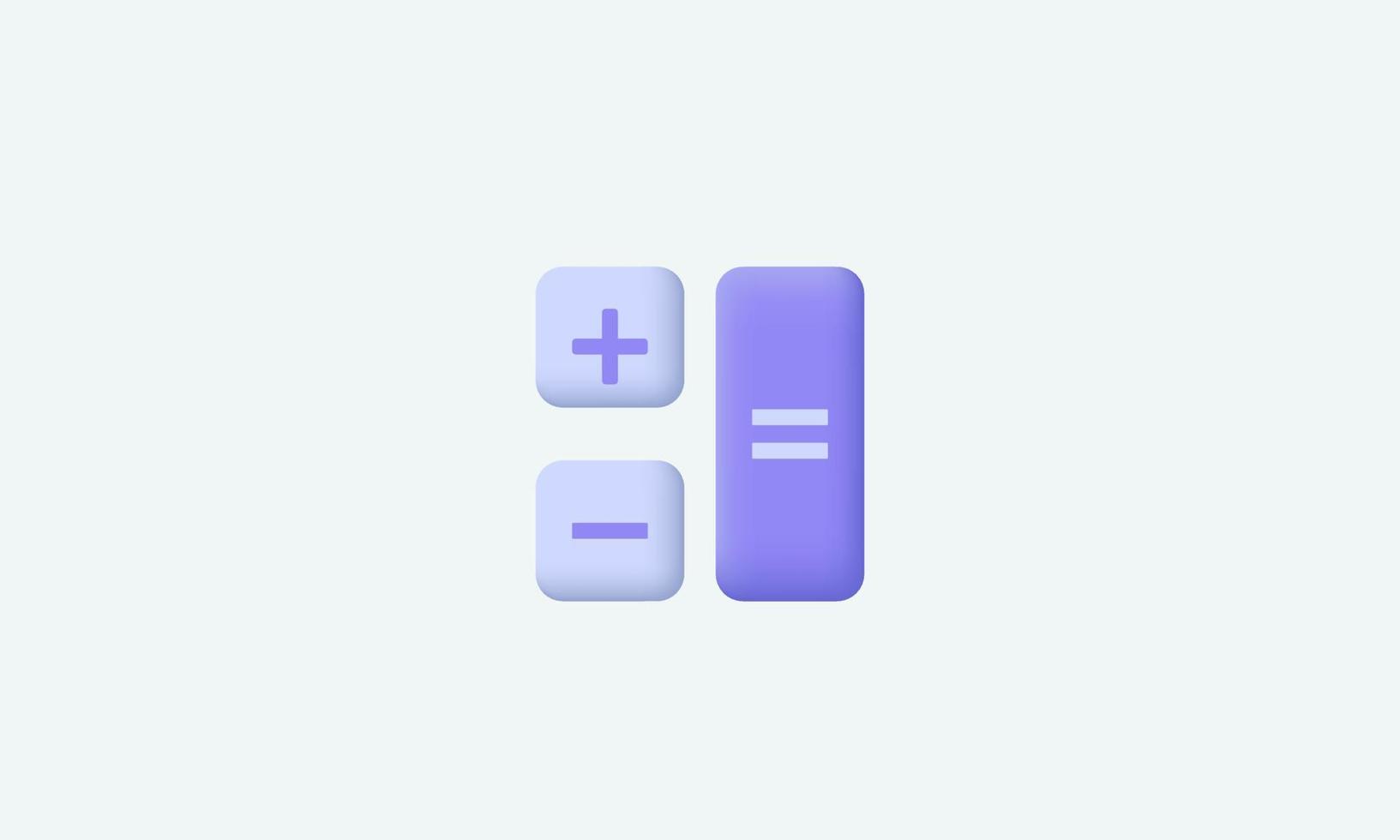 3d realistic cartoon calculator icon trendy modern style object symbols isolated on background vector