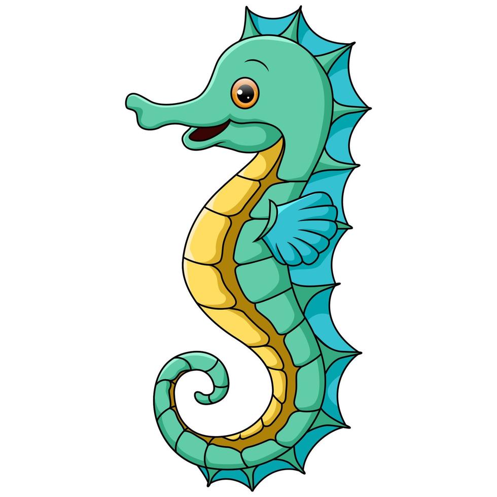 Cute seahorse cartoon on white background vector