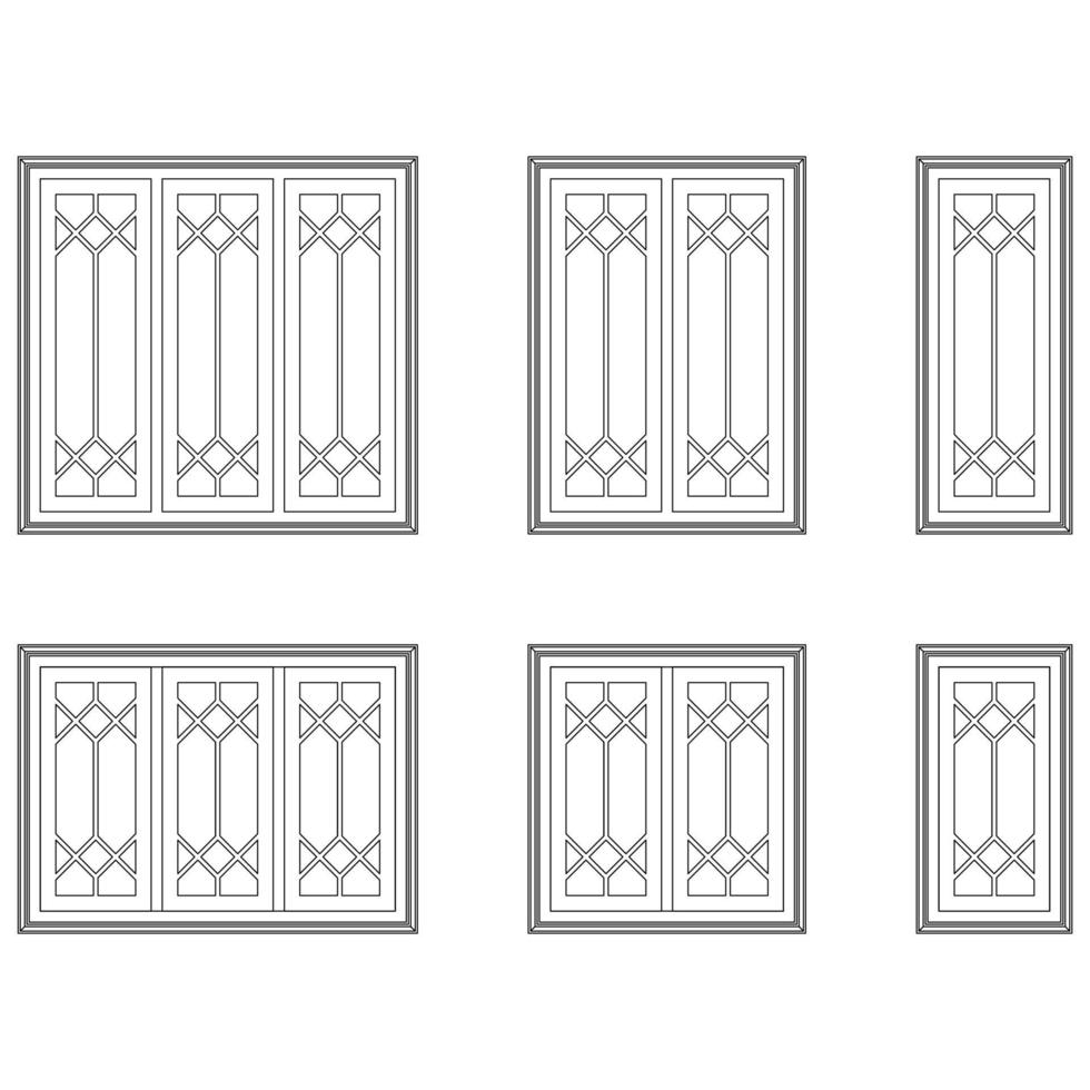 Classic windows set graphic black white isolated sketch illustration vector