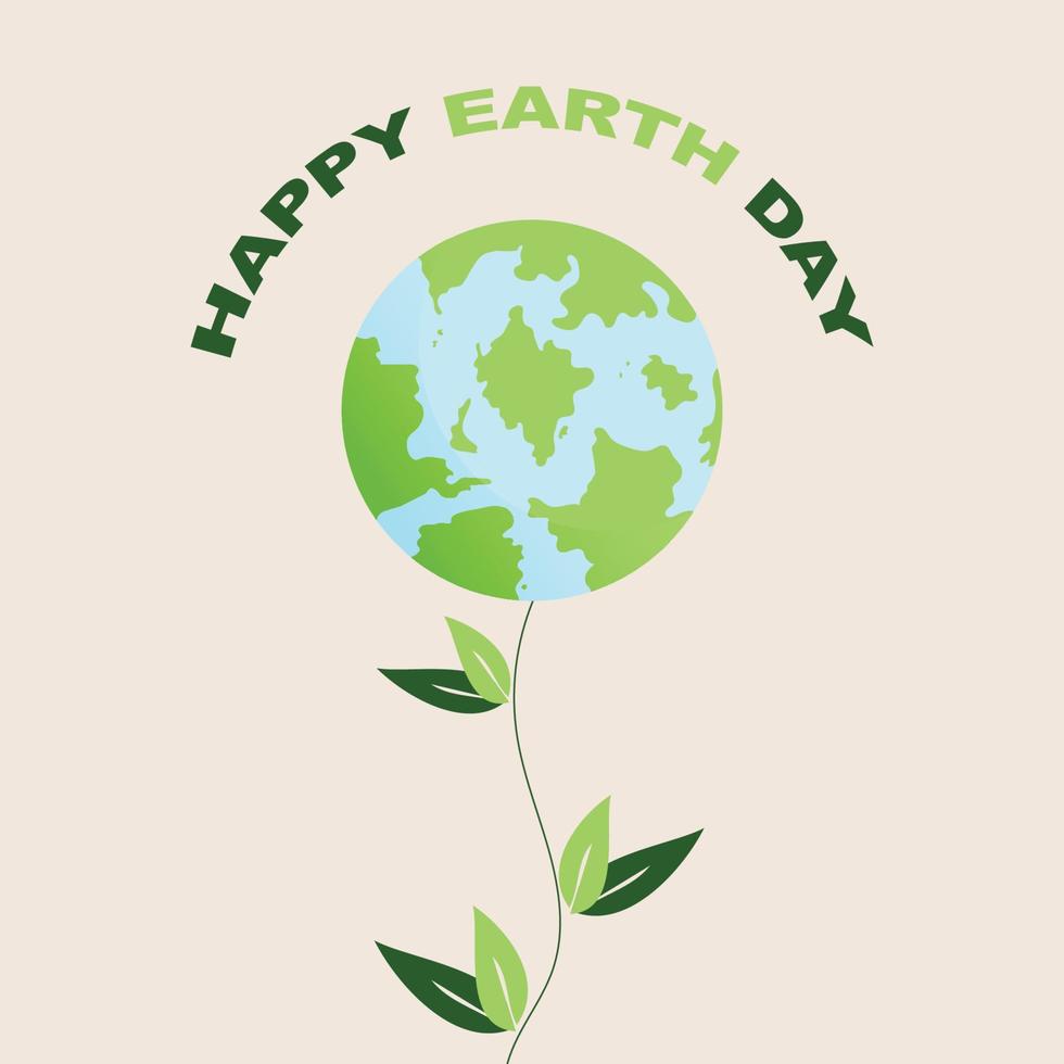 Happy Earth Day, Globe Plant Concept with Text, Premium Vector