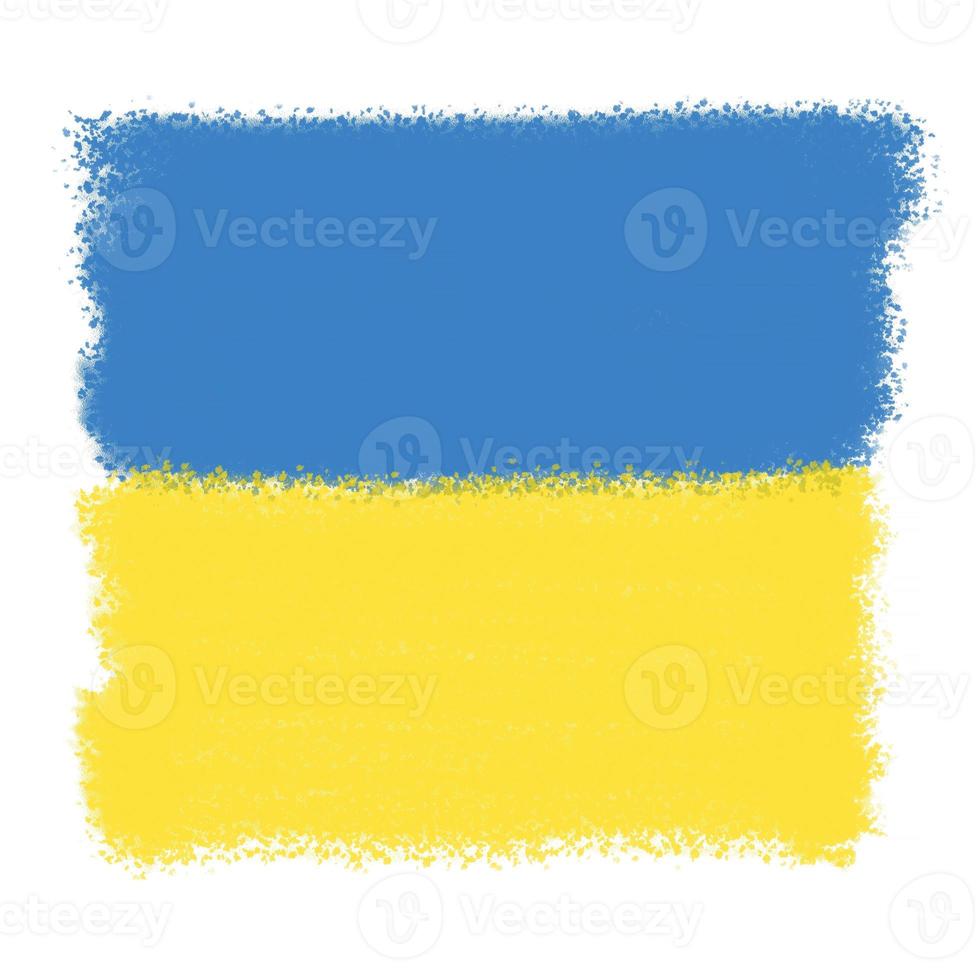 drawing of Ukrainian flag over white photo