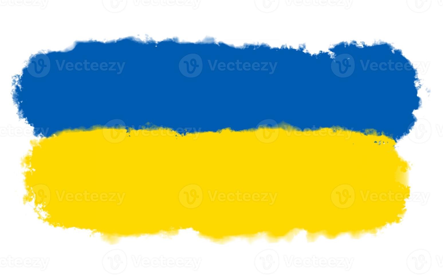 Ukrainian flag painted with brush over white photo