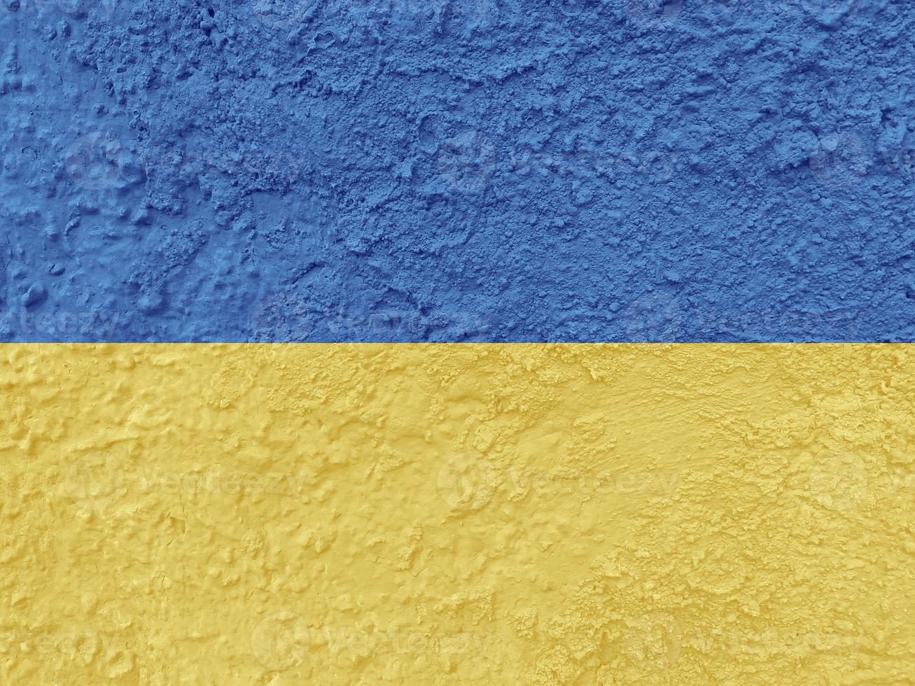 Ukrainian flag painted on wall photo