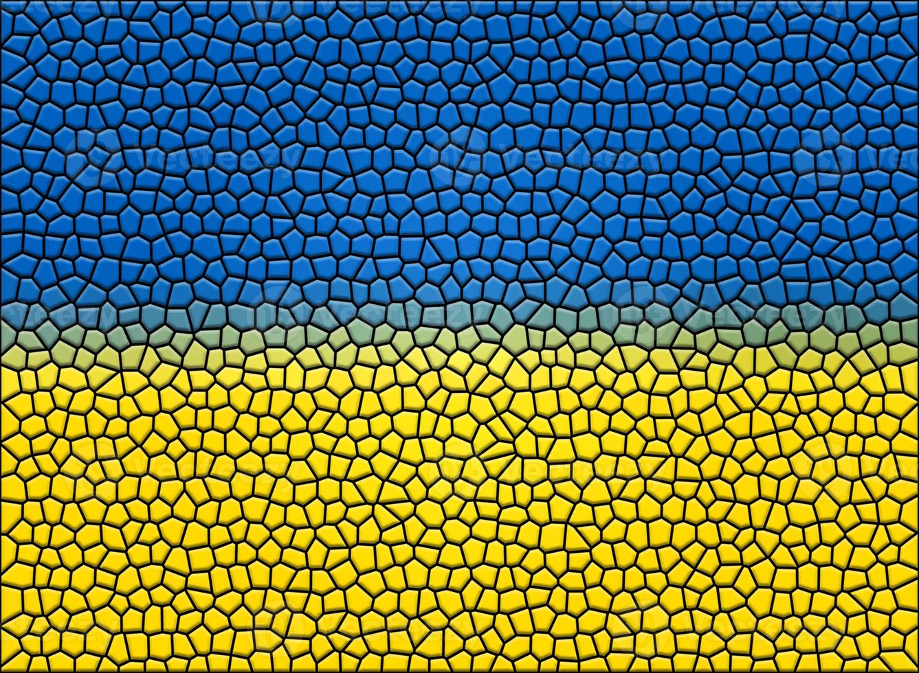 illustration of mosaic with painted Ukrainian flag photo
