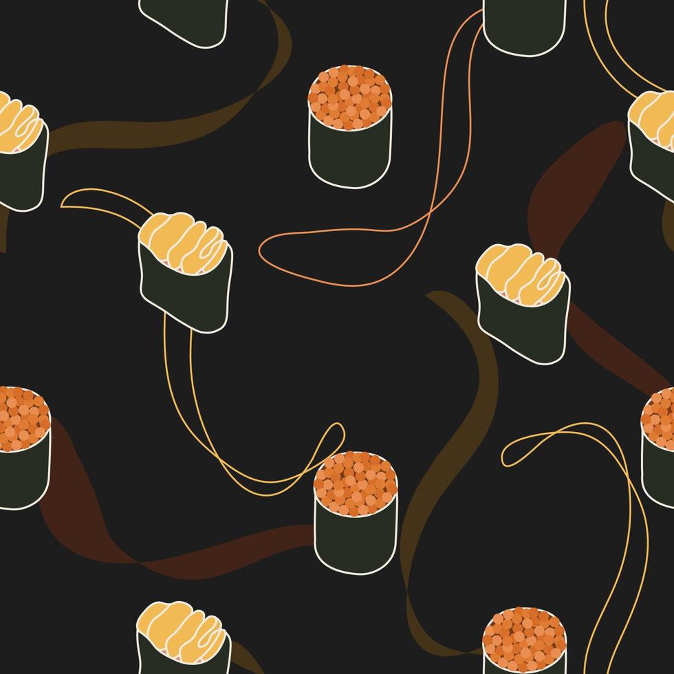 cute Japanese sushi seamless pattern vector