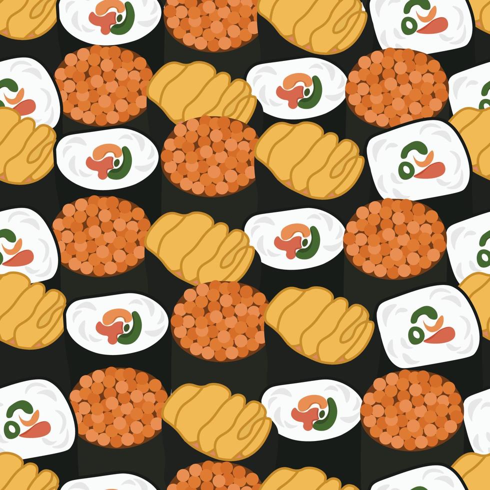 cute Japanese sushi seamless pattern vector