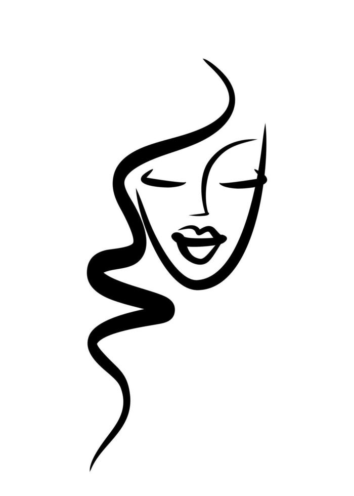 Woman hairstyle icon. Logo beauty salon, make-up. Cosmetology emblem vector