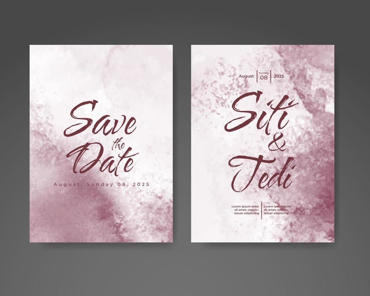 Wedding invitation with abstract watercolor background vector