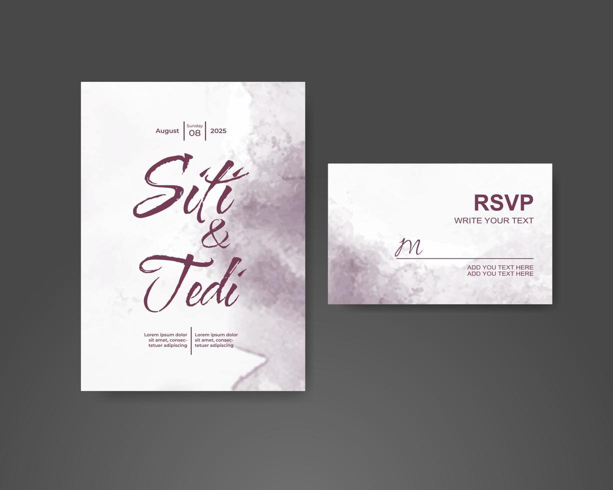 Wedding invitation with abstract watercolor background vector