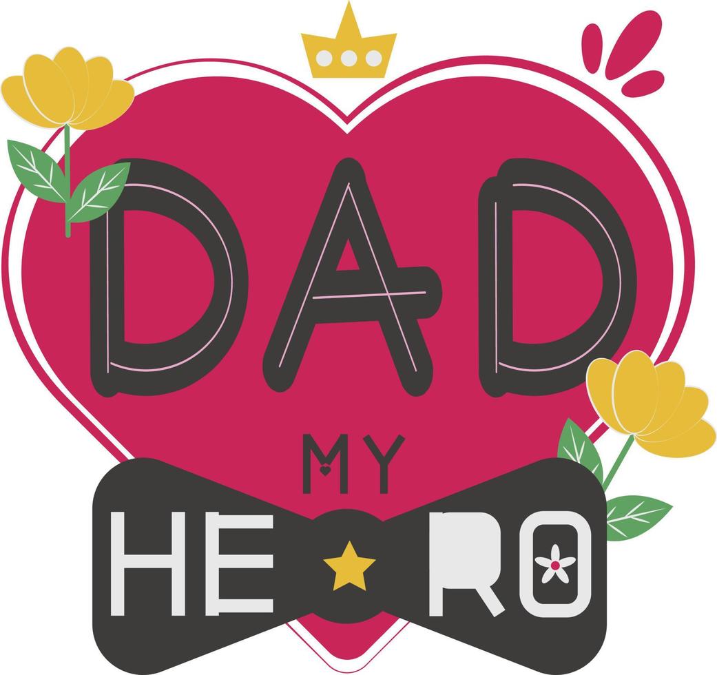 Happy Father's Day Card Heart Flat Icon Vector Symbol Sticker Illustration Design