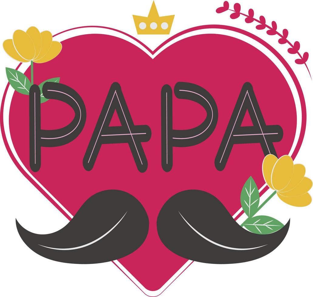 Happy Father's Day Card Heart Flat Icon Vector Symbol Sticker Illustration Design