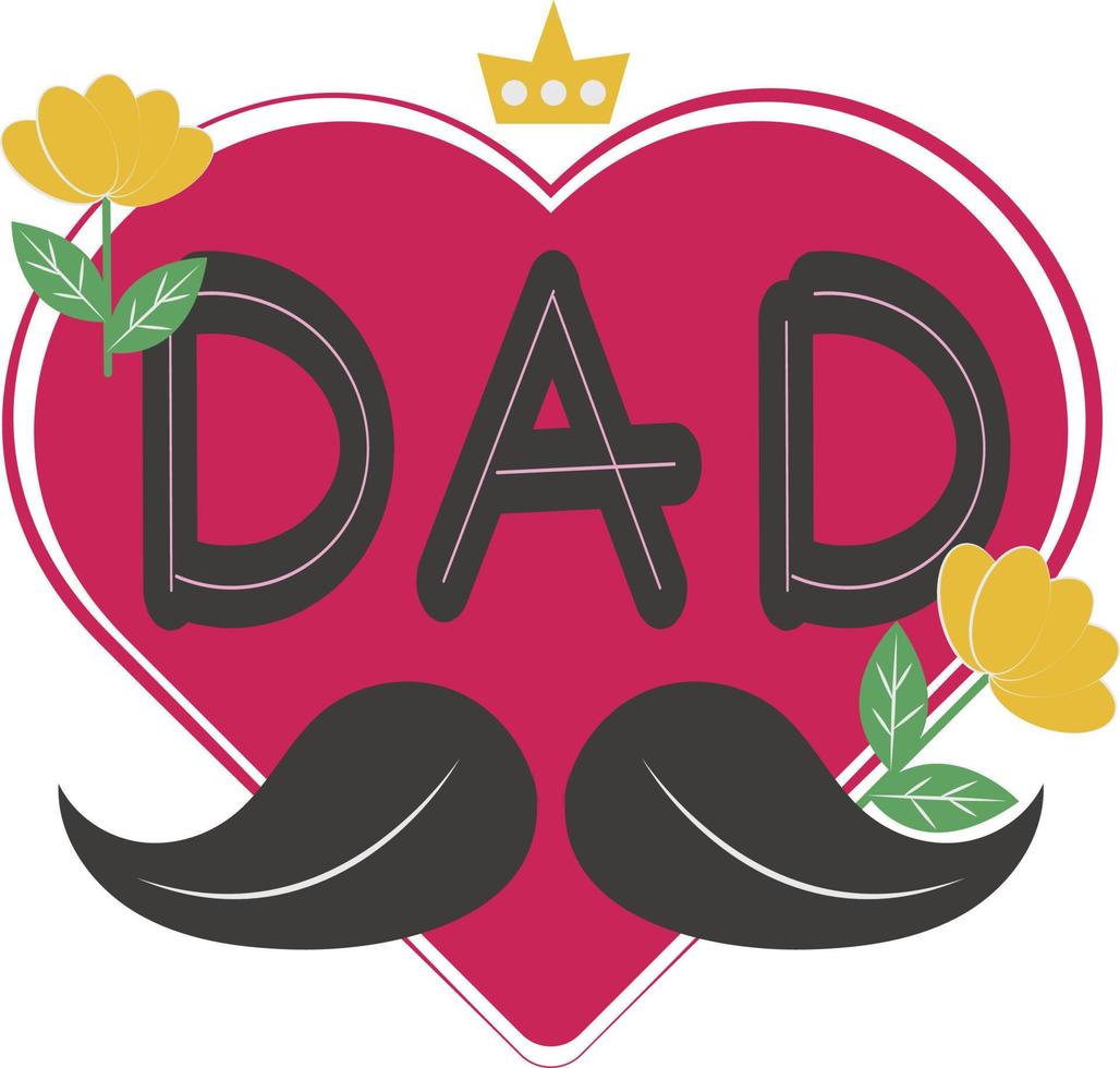 Happy Father's Day Card Heart Flat Icon Vector Symbol Sticker Illustration Design