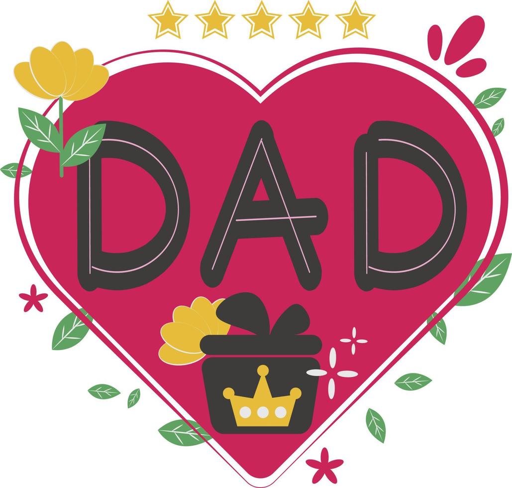 Happy Father's Day Card Heart Flat Icon Vector Symbol Sticker Illustration Design