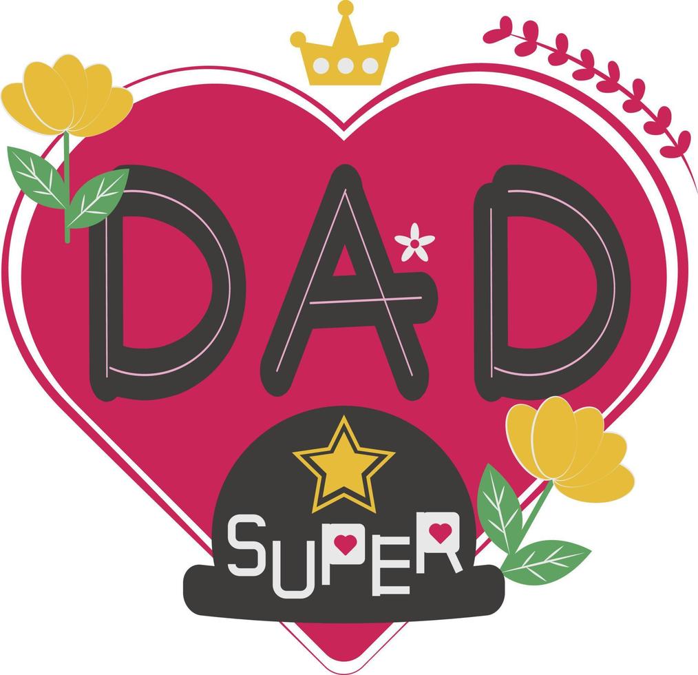 contento del padre día tarjeta corazón plano icono vector símbolo pegatina ilustración diseño